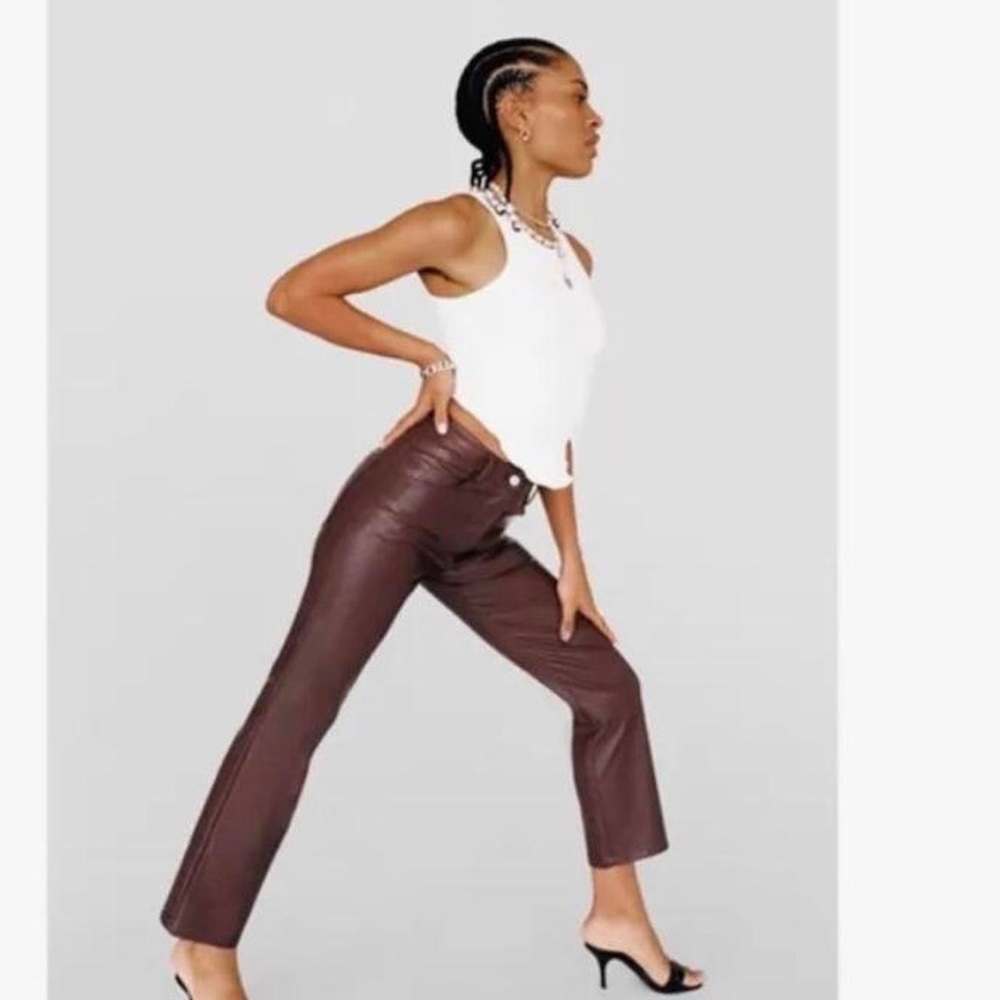 miaou brown vegan leather pants brand new with tags XL